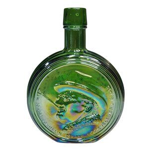 Vintage Wheaton Iridescent Green Franklin D. Roosevelt Decanter Bottle